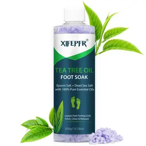 Tea Tree Essential Oil Foot Bath Salt, Best Care for Toenails, Softens Calluses, Relieves Painful Feet, Spa Pedicure, 10.58 Oz (300g)