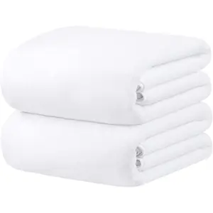 Luxury Hotel & SPA Oversized Bath Towels (2 Pack, 40"x80") - 350GSM High-Density Fleece Towel Sets - Super Soft and Absorbent, Lint Free, Fade Resistant Extra Large Bath Sheet, White