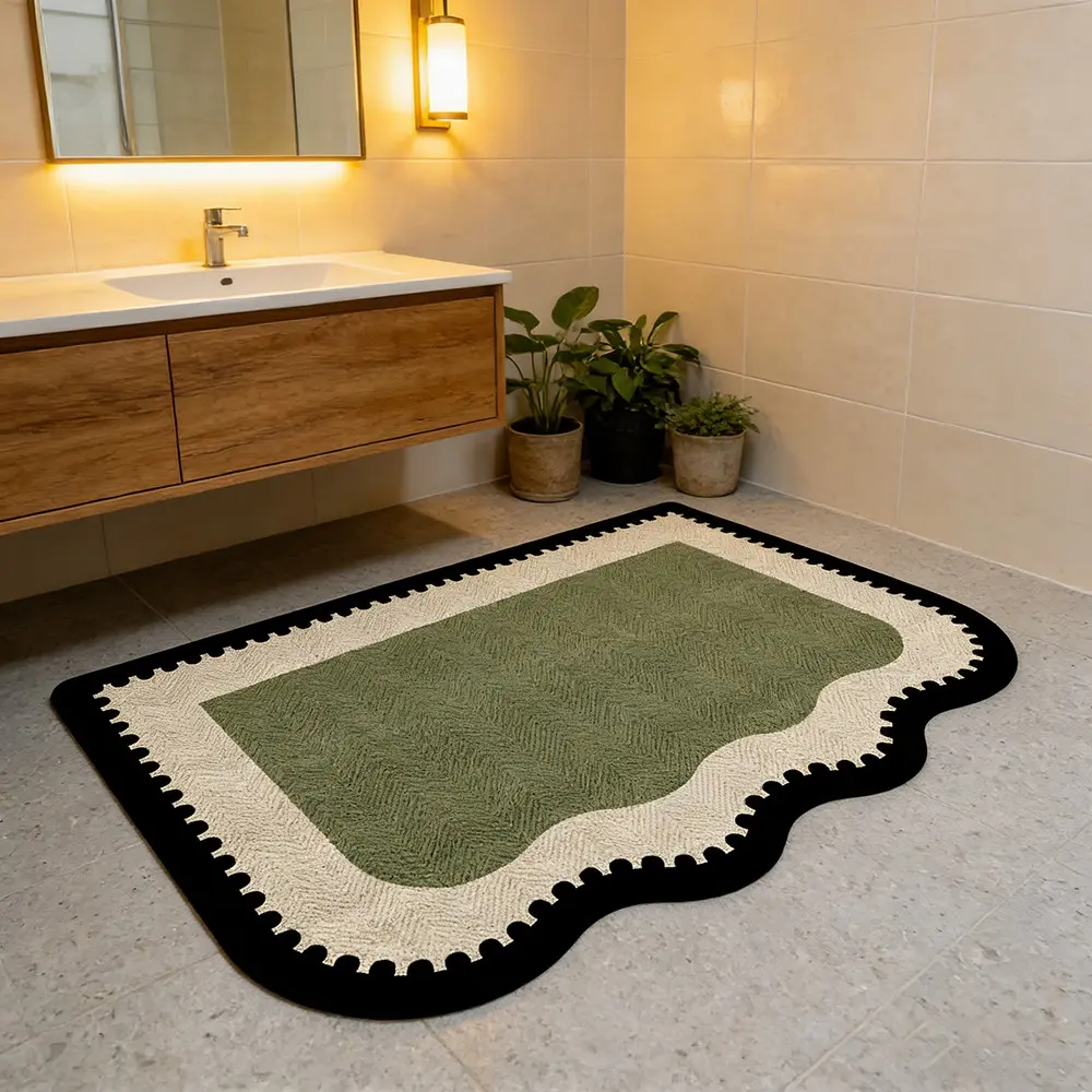 Unisex Retro Wave Design Bath Mat, Bath Rugs Non Slip Washable, Non-Slip Soft Comfortable Rug for Bathroom & Living Room, Ideal for Sofa Tea Table Entrance Hallway, Home Supplies, Bathmats for Bathroom, Bathroom Mats