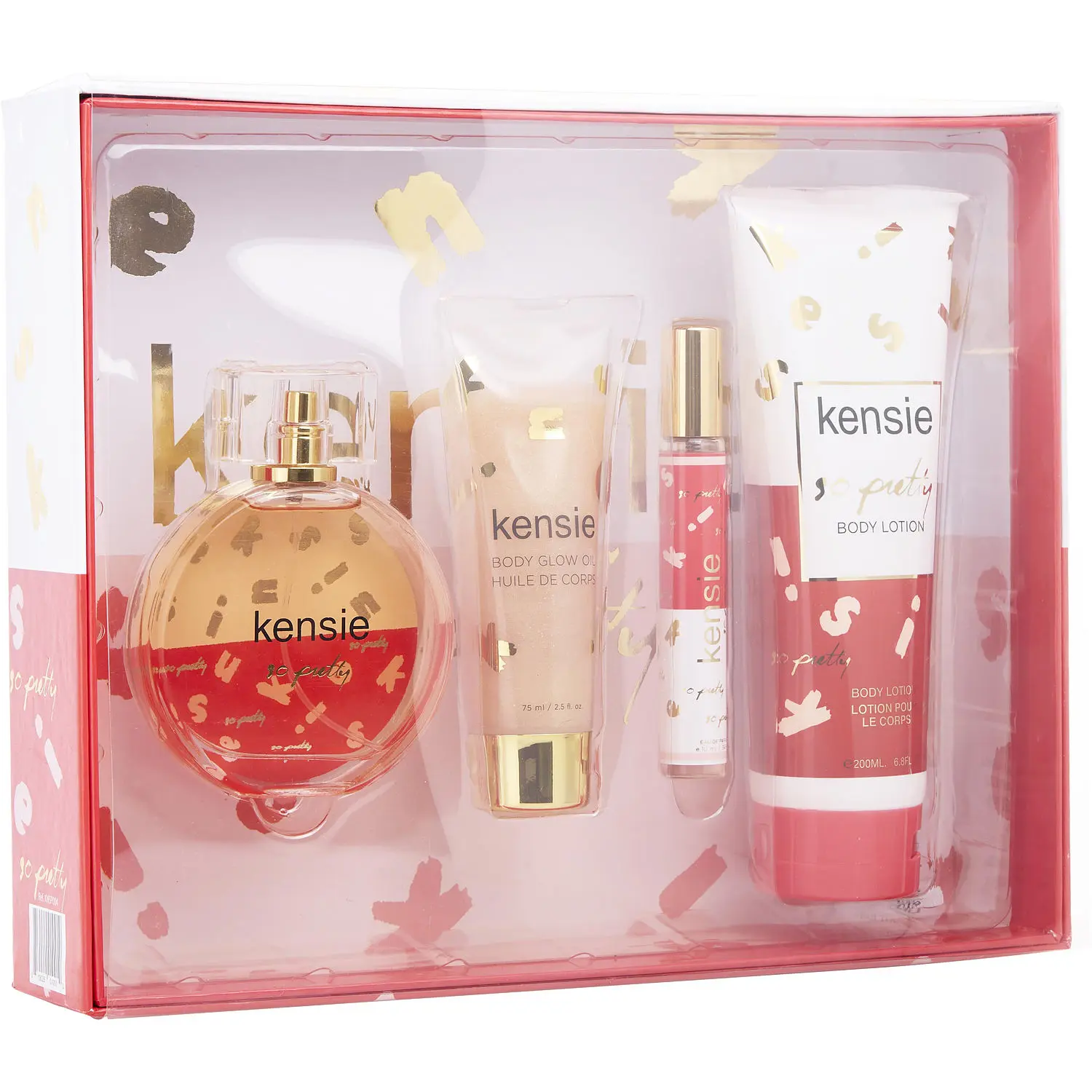 Kensie So Pretty Set-Eau De Parfum Spray 3.4 Oz & Body Lotion 6.8 Oz & Body Glow Oil 2.5 Oz & Eau De Parfum Spray 0.33 Oz Mini For Women