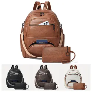 LATMAP Backpacks for Women Men School, Faux Leather Backpack Purse Travel Shoulder Bag Teacher College Daypack Work Handbag fits 14" Laptop, Gift for Her Mom Summervibes