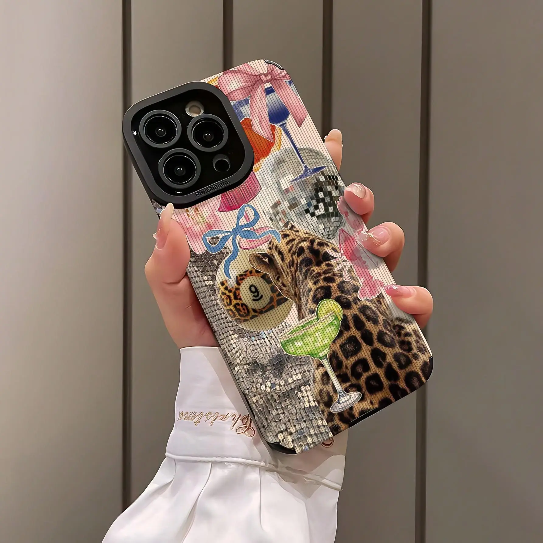Abstract Leopard Lobster Cocktail Pattern iPhone Case, Shockproof Ultra-Thin Protection for iPhone 16/15/14/13/12/11, Stylish Gift for Friends and Loved Ones