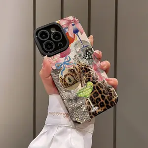Abstract Leopard Lobster Cocktail Pattern iPhone Case, Shockproof Ultra-Thin Protection for iPhone 16/15/14/13/12/11, Stylish Gift for Friends and Loved Ones