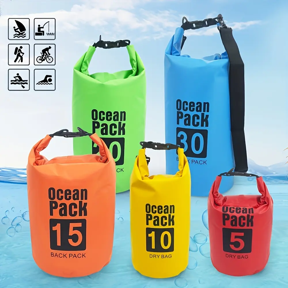 High-Quality Dry Bags - 1.32gal/2.64gal/3.96gal/5.28gal/7.93gal Suitable for Kayaking, Boating, Fishing, Swimming, and Camping Floating Lightweight Bags - Portable Upstream Rafting Bags for Outdoor Sports PVC High-Quality Dry Bags