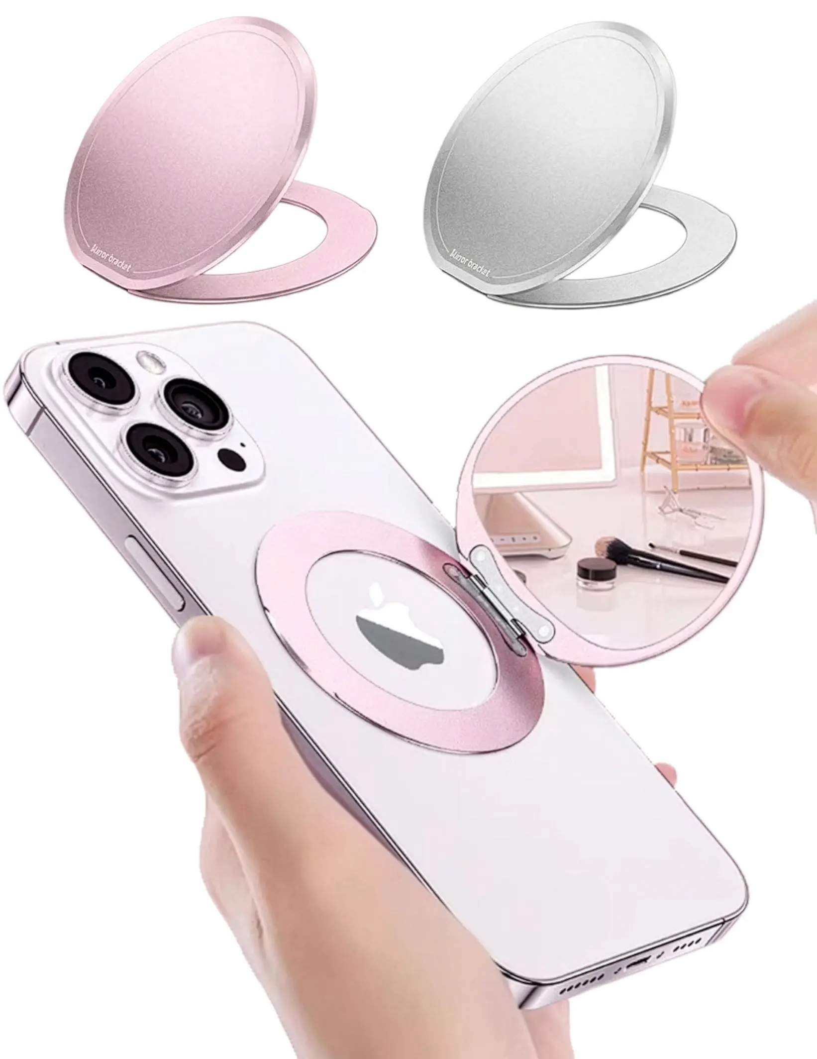 Nakedcellphone Compact Magnetic Pocket Mirror (Compatible with Magsafe Phone Case) for iPhone 17 Pro Max/Air/16 Pro/15 Plus/14/13/12 etc
