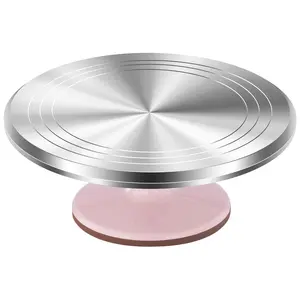 Aluminum Cake Stand, Rotating Cake Display Tray, Round Decorative Turntable, Bakery Showcase Holder, Birthday Wedding Party Accessories