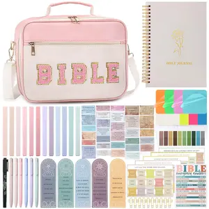 All-in-One Bible Journaling Kit, Study Supplies Include Bible Cover Case, Journal Notebook, Highlighters, Pens, Verse Stickers, Tabs, Bookmarks for Christian Gift for Women