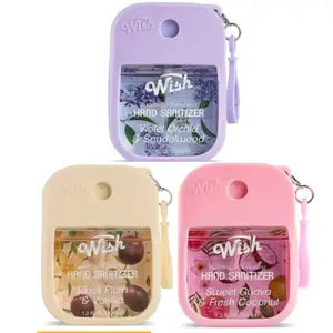 Wish Hand Sanitizer Spary Travel Size Spray 3-Piece 1.2 FL OZ (35ML) Each, Black Plum vanilla, Violet orchid sandalwood, Sweet Guava Fresh Coconut, Hydrating and Moisturizing