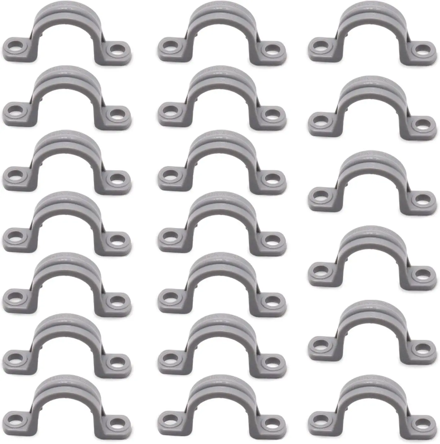 1/2 Inch PVC Pipe Strap, 2-Holes Conduit Pipe Clamps Plastic Pipe Supports (Grey, 20 Pcs)
