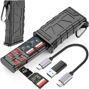 SD Card Reader, 2-in-1 SD/ SD Card Holder & Reader, USB 3.1 Type-C UHS-II SD Cards Storage Case for Camera Memory Cards, Compatible with , Drones, Action Cameras, Tablet