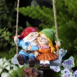 Sweet Couple Dwarf Swing, Romantic Garden Decor, Hanging Basket for Balcony, Home Decoration, Valentine's Day Gift