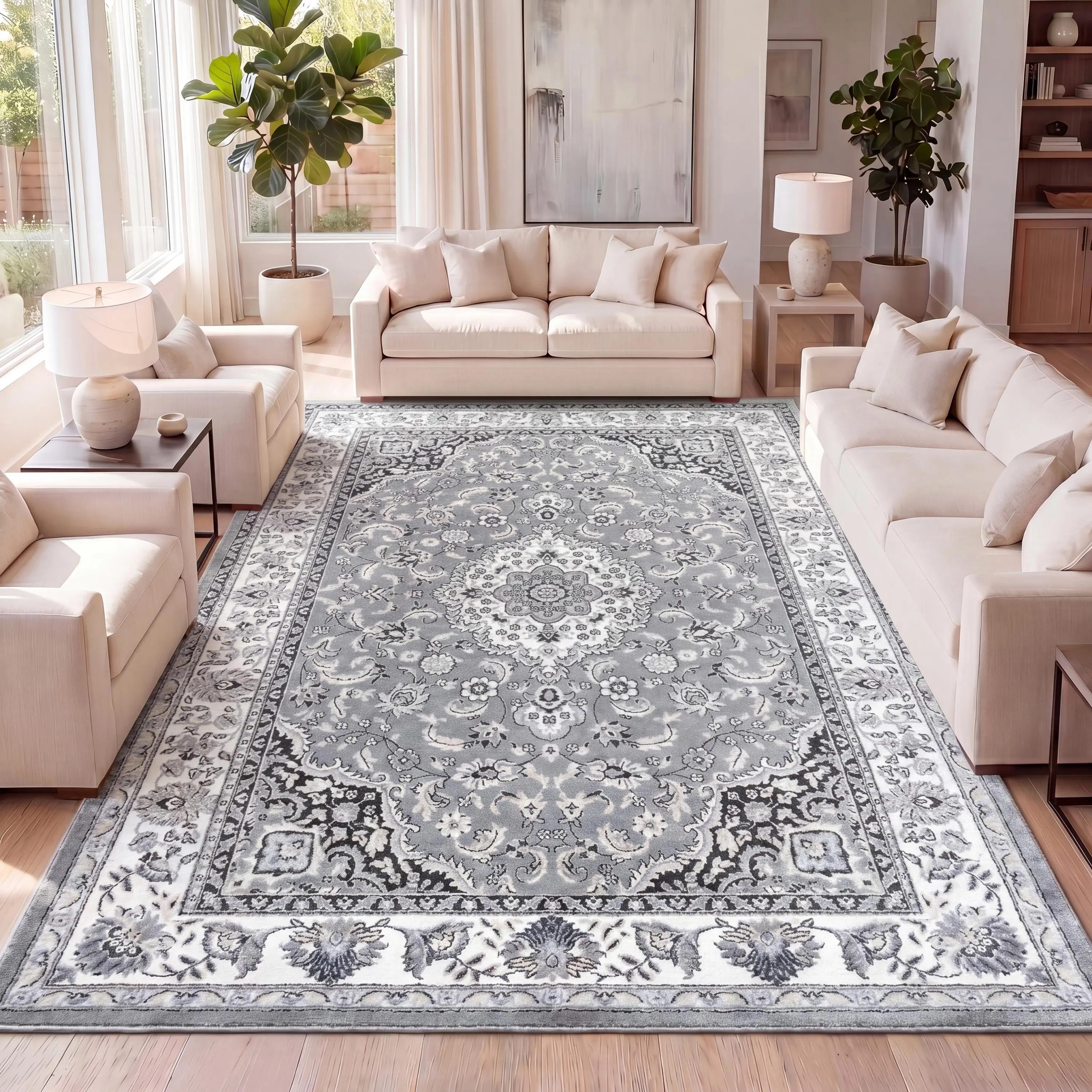 JONATHAN Y Palmette Modern Persian Floral Shaped Decorative Indoor Area Rug - Elegant Modern Floor Rug for Living Room, Bedroom
