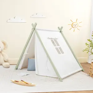 Comfy Cubs Kids Play Tent - Spacious & Stylish Kids Tent Made with 100% Breathable Cotton Canvas, Imaginative Indoor & Outdoor Canvas Play Tent - Easy to Setup, Safe & Portable Teepee Tent for Kids