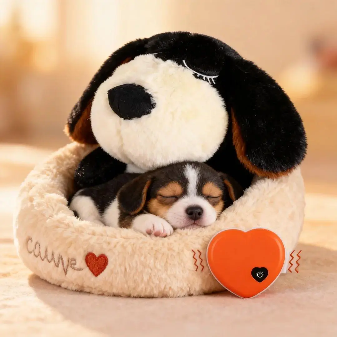 Calming Heartbeat Plush Toy for Puppies - Durable Heart Chew, Chewproof Plush Toy for Stress-Free Nights, Dog Surprise Gift, Chewproof Plush Toys