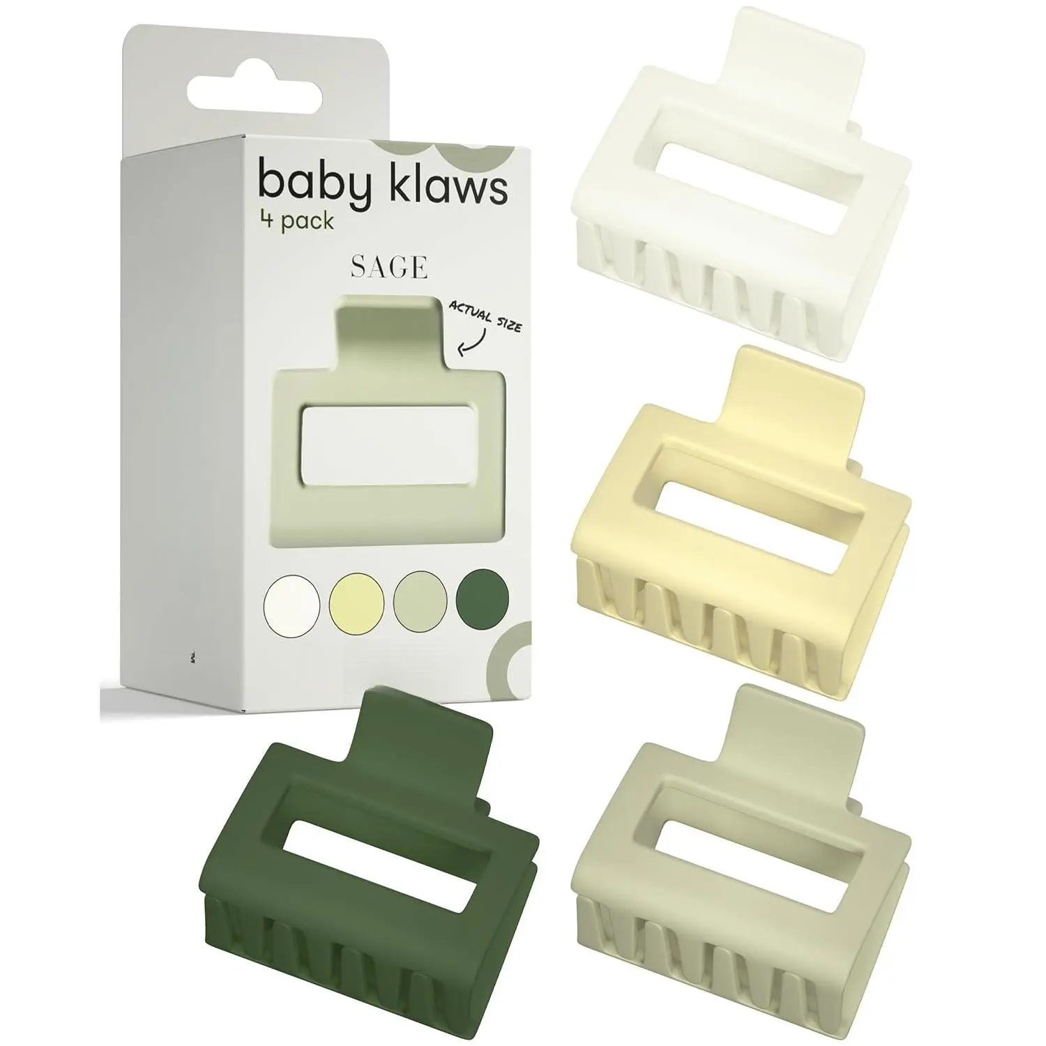 Medium Claw Clip - Hair Claw for Women, Small Claw Clips for Thin Hair, Green Hair Clip 4 Pack