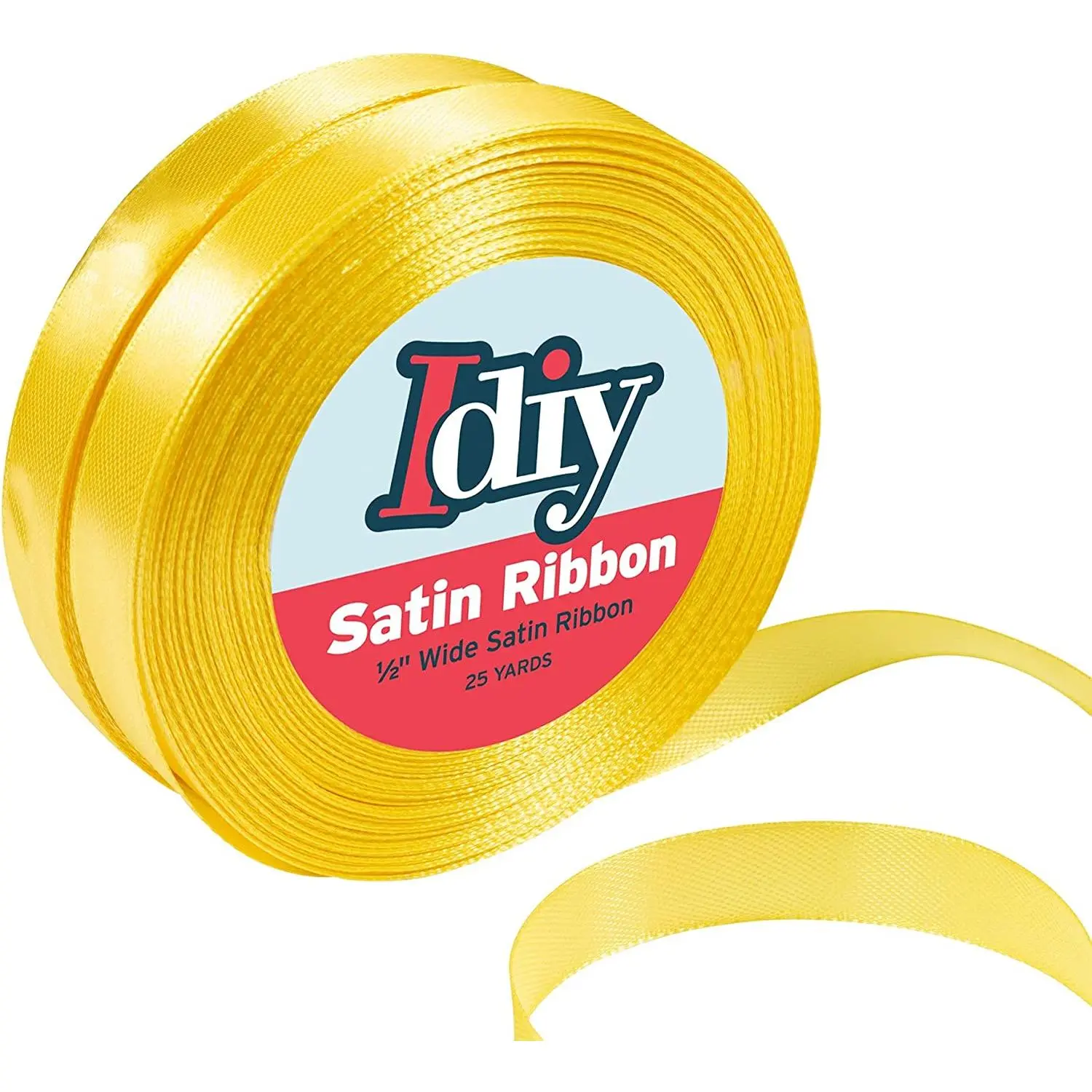 Idiy Satin Ribbon - 1/2, 50 Yards (Yellow) - Great for DIY Crafts, Gift Wrapping, Wedding Decorations, Sewing Projects, Party, Decorative Embellishments, Hair Bows, Baby Showers, and More!