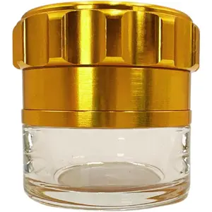 2.5 Inch 3 Layer Herb Spice Grinder with Attached Jar Aluminum Alloy with Glass Bottom Larger Storage Capacity (No Screen Catcher)