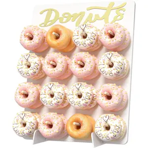 Wooden Donut Wall Display Stand 16 Doughnut Holder Board for Grow Up Party Birthday Wedding Baby Shower Party Decorations White