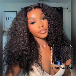 【Finger Coil Ends】UNice 180% Density Burmese Curly Wig 7x5 HD Lace Closure Human Hair Wig with Finger Coil Ends Pre Cut Pre Bleached Pre Plucked Natural Scalp for Beginners summerwins
