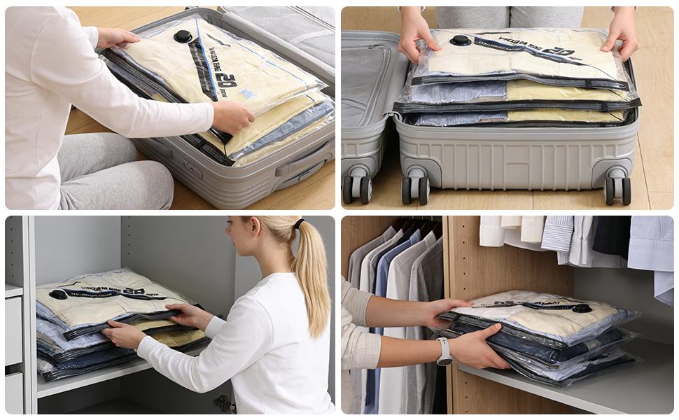 15 Pack Travel Vacuum Storage Bags with Wireless Rechargeable Pump,Reusable & Space Saver Compression Packing Bags for Clothes Bedding & Travel  Luggage and Suitcase Organiser,Seasonal Storage