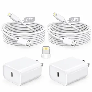 6FT Super Fast Charging 4-Pack Type-C Wall Charger Block with 4-Pack USB-C to Lightning Cable, PD Fast Charger for iPhone 14/13/12/12 Pro Max/11/Xs Max/XR/X, AirPods Pro, iPad – Ideal for Travel & Home