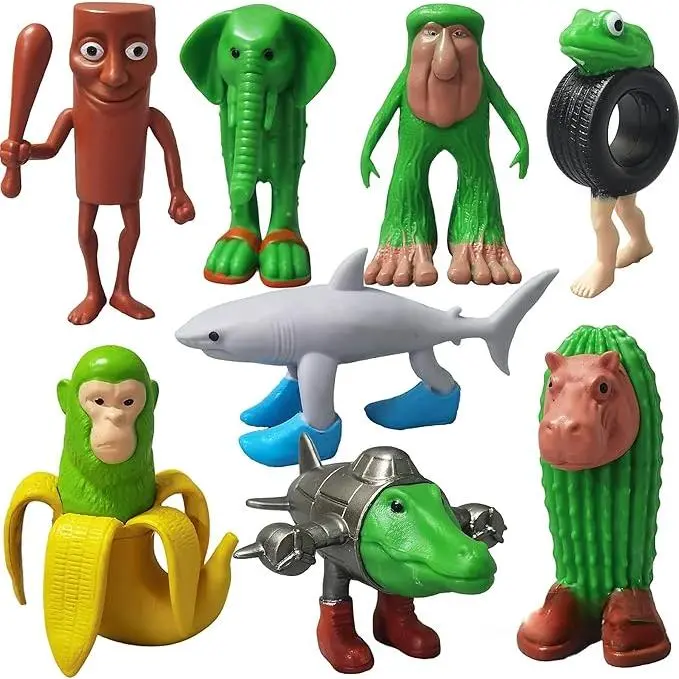 1set Italian Brainrot Miniature Figurines & Action Figures (8pcs: Tung Sahur, Tralalero, Tralala, Bombardino, Crocodilo, Shimpanzini, Bananini) - Stable Stand, Compact Display-Ready Unisex Desk Decor Adult Collectibles, Great Gift for Meme Fans