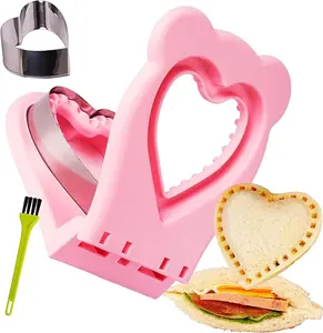 Uncrustables Sandwich Maker Sealer Cutter, Crustless Sandwich Cutter, PB&J Uncrustable Maker - Color Pink, Heart Shape