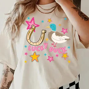 Lucky Duck Shirt, Preppy look, Duck, Graphic Tee, funny pun shirt, Trendy style, Girly top, Boutique pullover, Preppy Stars, Lucky