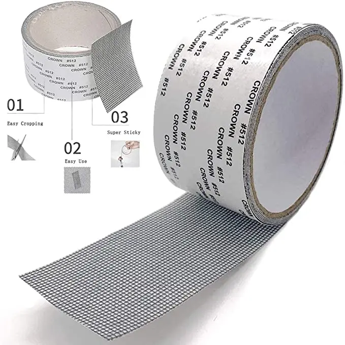 Black Window Screen Repair Tape Kit - Strong Adhesive & Waterproof Tape, Repair for Window Screen and Screen Door Tears Holes, Screen Patch