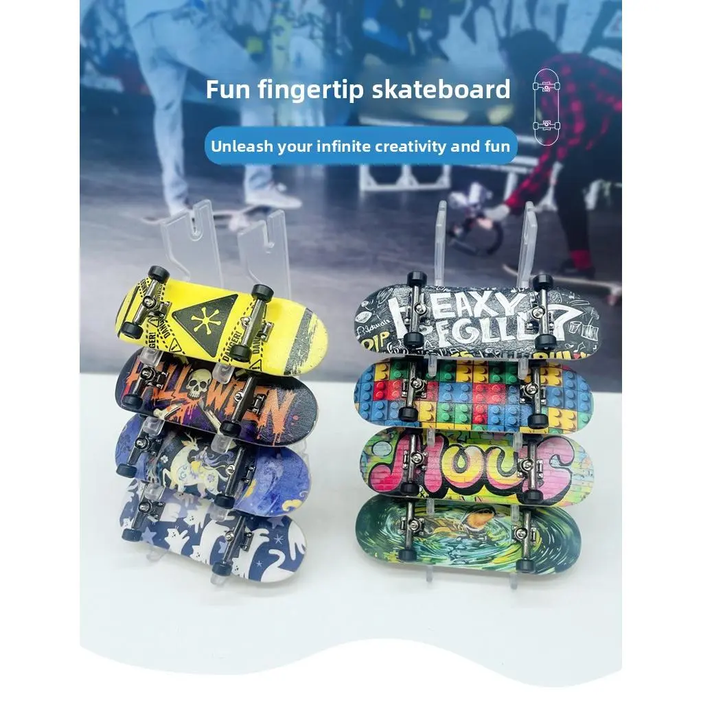 Maple Wood Finger Skateboard with Turtle Graphic - Professional Double-Kick Deck, Mini Sized Products for Skill-Building Flips/Tricks, Compact Portable Toy to Unleash Creativity for Novices
