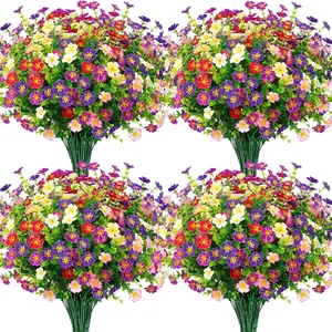 12 Pcs Eucalyptus Leaf Artificial Flowers Set, Faux Flower Decorations, UV Resistant Colorful Floral Decor, Ideal for Courtyard Porch Garden Decoration