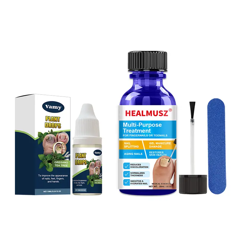 VAMY Tea Tree Oil and Oregano Drops & HEALMUSZ Fungal Solution natural vegetable oil for Nail Health Comfort and Antibacterial Manicure Daily Gentle N
