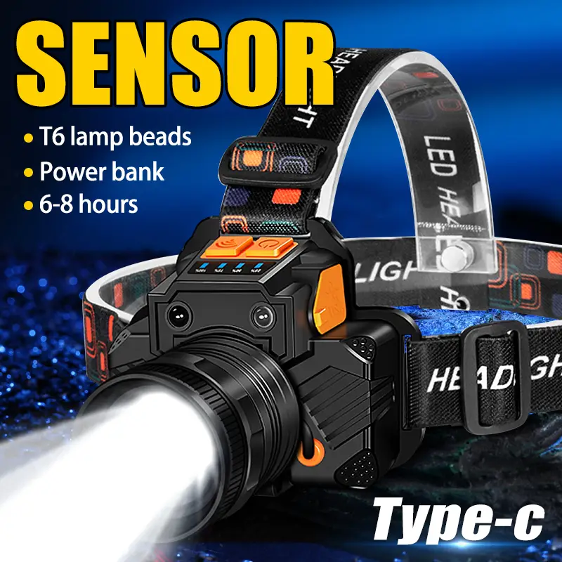 Rechargeable Headlight Headlamp Flashlight, Strong Light High Lumens LED Headlamp XHP160 Bright, 3 Modes Headlamp Outdoor Fishing, Camping, Running,