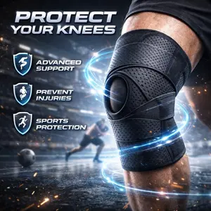 Plus Size Knee Brace for Pain Relief Air Mesh Fabric Side Stabilizers Adjustable Compression Wrap for Sports Running Meniscus Tear ACL Arthritis