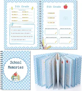 School Memory Book Scrapbook Album Keepsake Photo Album from Preschool to 12th for Students Graduation Gifts (Blue)
