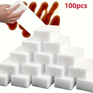 100pcs, Magic Wipe Sponge, Melamine Foam Sponge, Household Cleaning Sponge, Dish Sponge, Dishwashing Sponge, Kitchen Cleaning Sponge, Car Wash Sponge, Used for Sink, Oven, Stove, Plate, Bathroom, Shower, Tile, Wall, Shoe, Cleaning Supplies, Cleaning Tools
