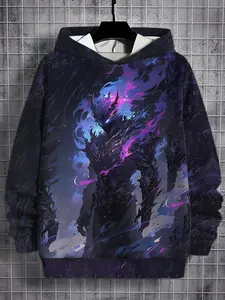 Men's 3D funny, young and fashionable atmosphere digital printed pullover hooded sweatshirt, spring, autumn and winter sports sweatshirt, comfortable and warm