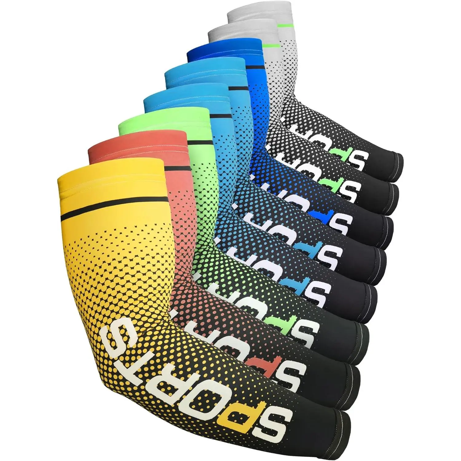 8 Pairs UV Sun Protection Arm Sleeve for Men Women Cooling  Sleeve to Cover Arm Ice Silk Compression Cover
