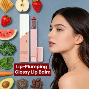 Lip-Plumping Glossy Lip Balm (CEO 02#), Plant Extract Hydrating Plumping Lip Care, Moisturizing Repairing Shiny Lip Gloss, Long Lasting Shine, Makeup
