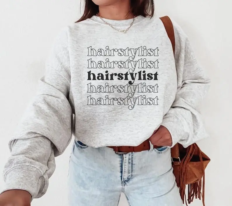 Hairstylist Sweatshirt, Retro Hair Stylist Shirt, Boss Salon Crewneck Top, Unisex Workwear Tee