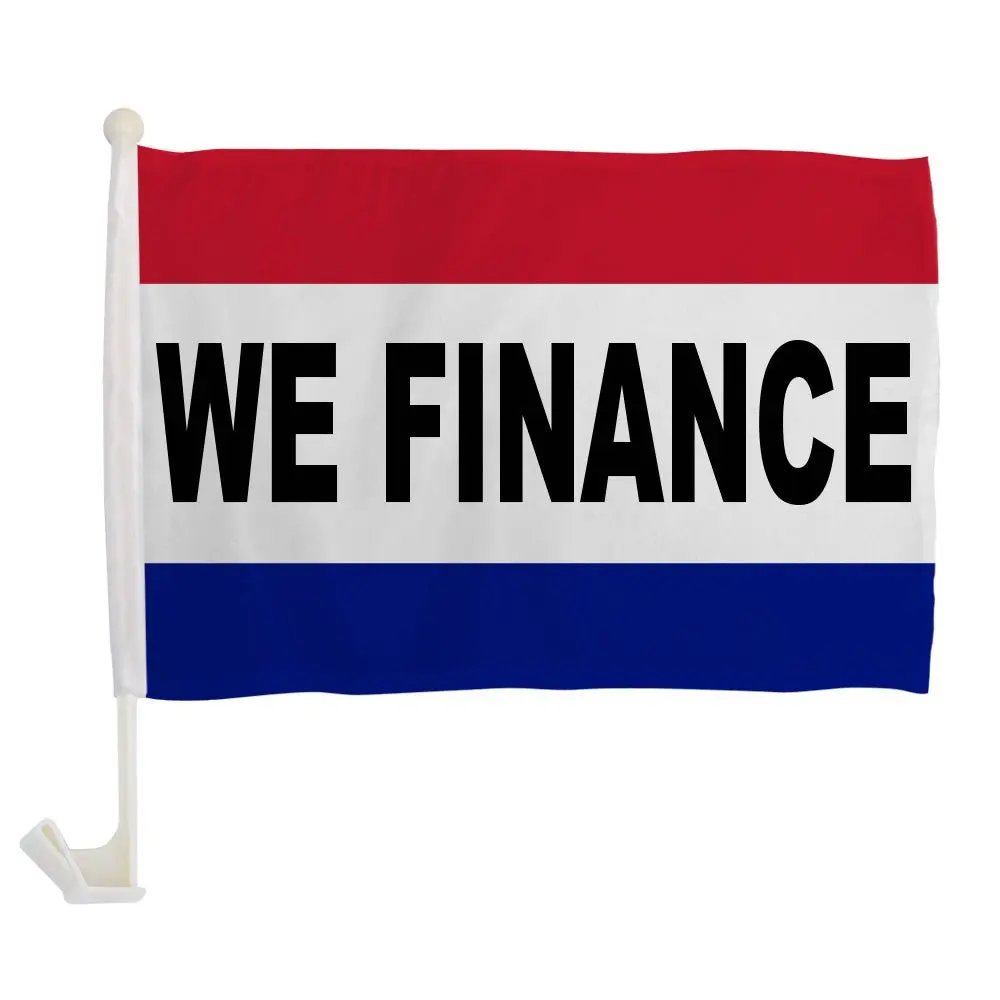Flags Importer Durable 12x16in Car Window Flag - Single-Reverse Synthetic Polyester, 17in Clip-On Mount Pole, Double-Sewn Edge, Car Interior Window Decor Accessory, Display Use, Financing Option