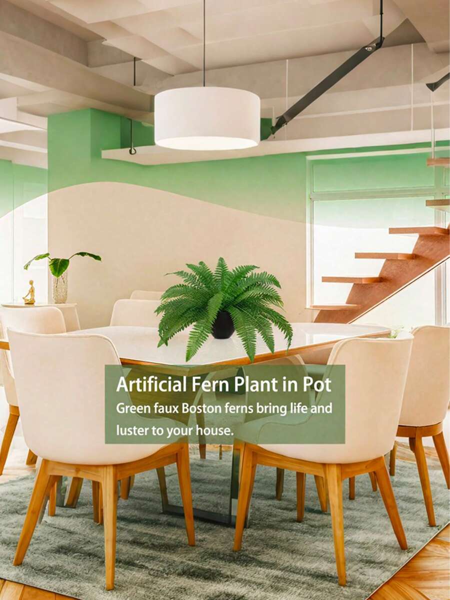 1pc/2pcs Branch Artificial Fern, 21 Inch Artificial Boston Fern, Artificial Green Plant, Long-Term Storage, Suitable For Home, Office, Yard, Garden Indoor And Outdoor Decoration 1 Pack, Home Decor