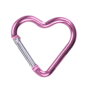 1 Pcs Heart-shaped Aluminum Carabiner Key Chain Clip Outdoor Keyring Hook Water Bottle Hanging Buckle Travel Kit Accessories