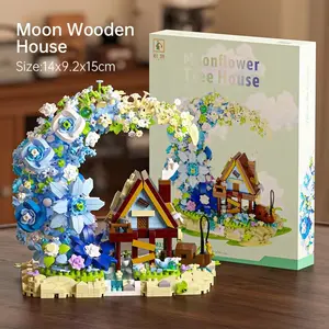 New Moon Building Block Tree House Eternal Flower Building Ornament Christmas Birthday Gift Gift for Good Friends