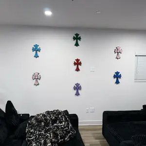 14 Inch Wall Art Cross - Wooden Epoxy Cross Design for Versatile Room Decor, 1/2 inch Inch Thick Hanging Material, Ideal for Bedrooms & Living Rooms