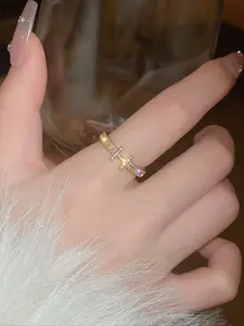 An open ring with the letter H, simple and fashionable Japanese and Korean style, suitable for daily life and banquets, Fashion Rings