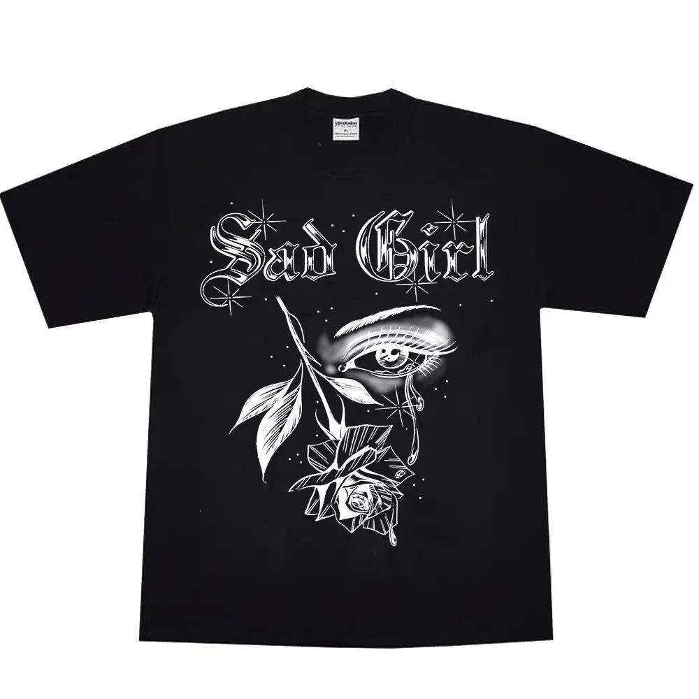 SAD GIRL TEARS Chicano Clothing, Chicana Art, Cholo Chola outfit Cotton Fabric Menswear Casual, Streetwear hoodie T-Shirt S-3XL