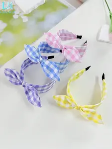 Classic Retro Plaid Rabbit Ears Hairband, Sweet Cute Style, High Elastic Non-Slip Headband, Perfect for Daily Wear and Photoshoots