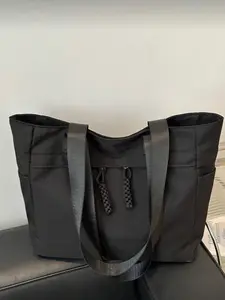 Stylish Minimalist Solid Color Tote Bag, Versatile Color Block Shoulder Bag for Women, Artistic School Backpack for Students