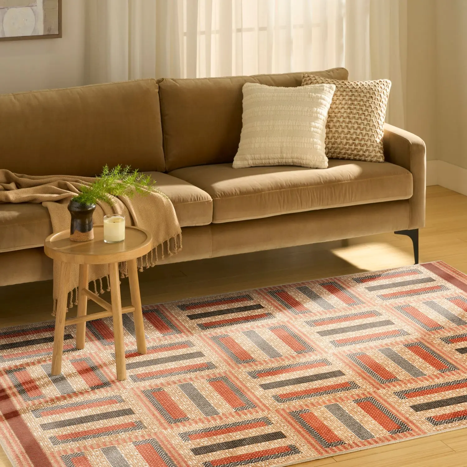 Nourison Indoor Rug, Nordic Scandinavian Minimalist Style, Home Decor, Low Pile, Modern Abstract Design, Home Decor Rugs, Low Pile Rug